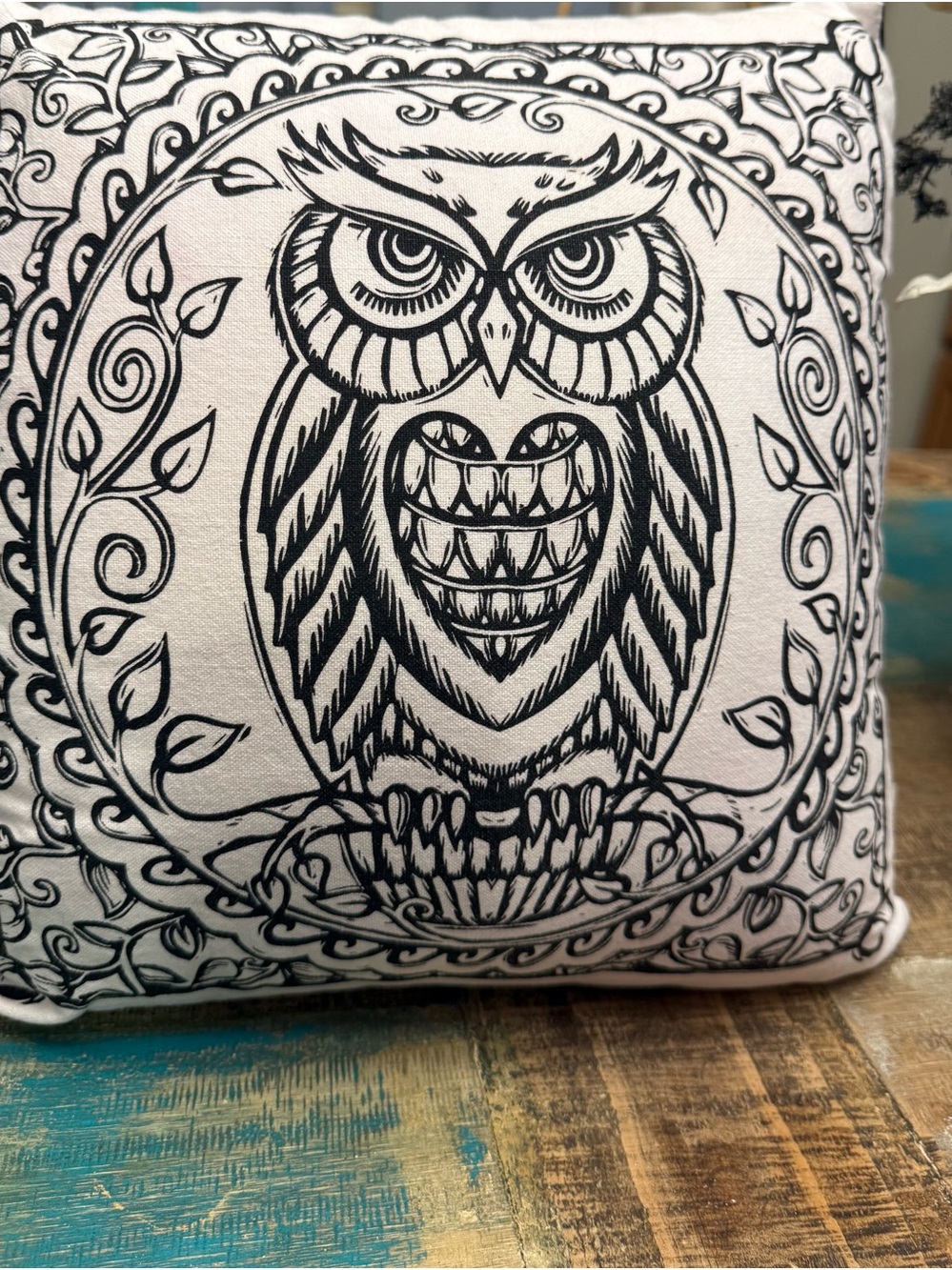 Primitives by Kathy Black and White Owl Accent Pillow